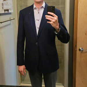 Renoir Men's Dark Blue Blazer Size 42L (Model 2BT Blazer)